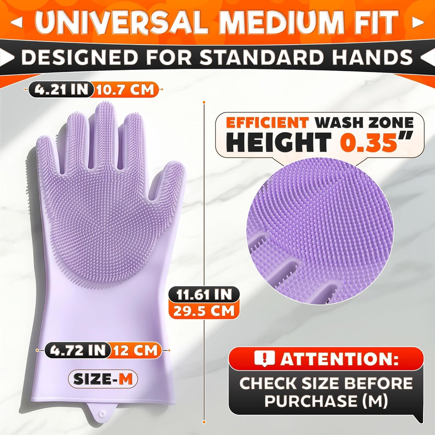 Silicone Dishwashing Gloves with Scrubber – Non-Slip Silicone Gloves Wor Washing Dishes | Household Use